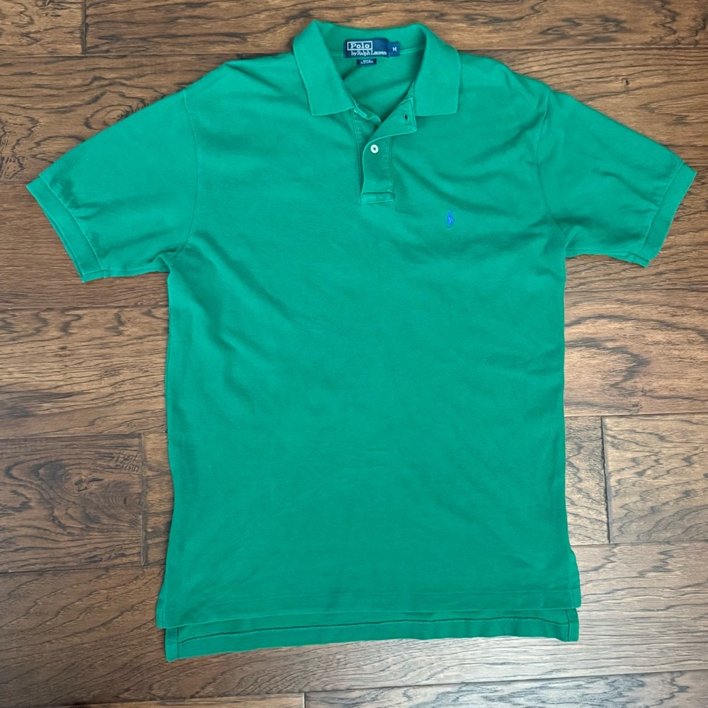 Polo By Ralph Lauren Men's Size Medium Green Cotton Polo Shirt Blue Pony